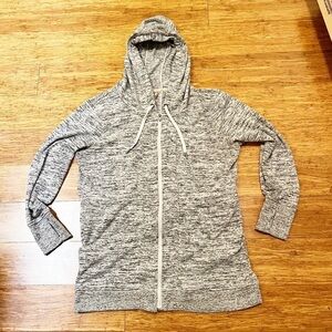Athleta gray, black, white full zip sweatshirt jacket with hood & pockets. XL